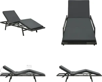Produktbild von vidaXL Sonnenliege mit Auflage Poly Rattan Grau - Gartenliege - Gartenliegen - Sonnenliege - Sonnenliegen