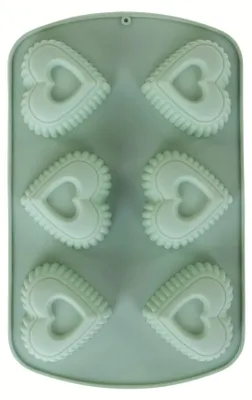 Obrázek produktu pro Zelená silikonová forma na muffiny, cukroví, srdcový vzor