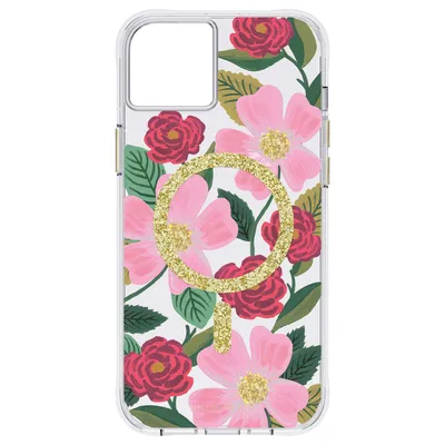 Zdjęcie produktu dla Rifle Paper Clear MagSafe - Etui iPhone 14 Plus zdobione złotem (Rose Garden)