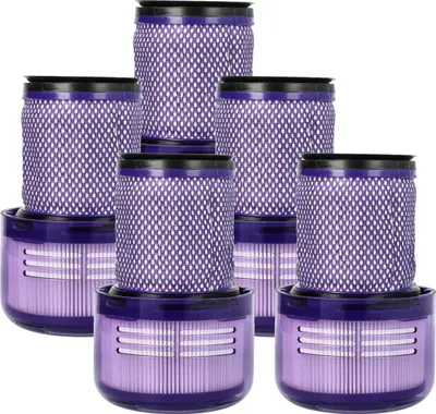 Produktbild von vhbw 5x Staubsaugerfilter kompatibel mit Dyson V12 Slim, V12, V12 Detect Slim, V12 Detect Slim Absolute Staubsauger - HEPA-Filter Weiß Lila