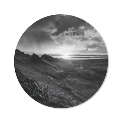 Produktbild von MuchoWow® Mauspad Mousepad Sonnenuntergang auf Skye in schwarz-weiß 20x20 cm - Mousepads - Maus Mat - Pad - Mausunterlage - Schreibtischmatte