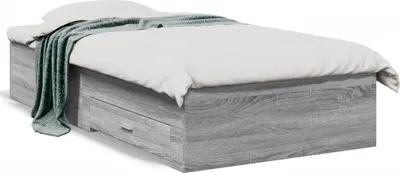 Produktbild von vidaXL Bettgestell mit Schubladen Grau Sonoma 90x200 cm Holzwerkstoff
