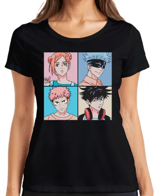 Obrázek produktu pro Dámské tričko Jujutsu Kaisen Anime Poster Gojo Itadori Fushiguro Kugisaki, černá, M