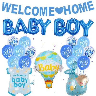 Productafbeelding van Babyparty Decoratie Set - 32 Delen voor Jongens met Ballonnen en Banner