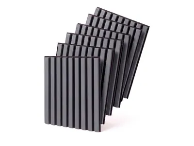 Obrázek produktu pro MEBANO. Sada 6 akustických panelů, rozměr 40x40 cm, barva: tmavě šedá. Nástěnné panely z dřevěné dýhy a filce. Moderní lamely na stěnu