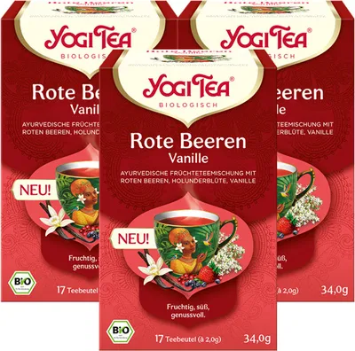 Produktbild von 3 x YOGI TEA Rote Beeren Vanille  34g  Früchtetee - fruchtig. süß. genussvoll