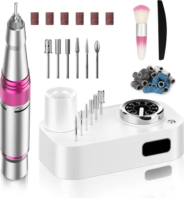 Produktbild von Nagelfräser, Elektrische Nagelfeile Set, 30000RPM Elektrische Nagelfeile für Gelnägel, Polierwerkzeuge Nagelknipser, mit 6 Bits, 36Schleifbänder