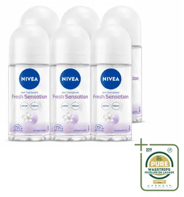 Immagine prodotto di 6 deodoranti roll-on NIVEA Fresh Sensation - 50 ml - Confezione risparmio - 6 pezzi