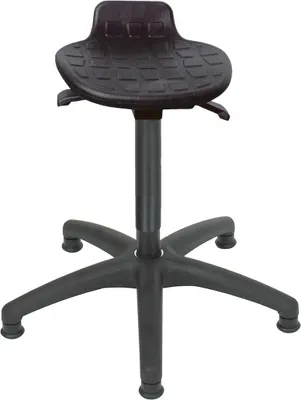 Produktbild von Stehhilfe Orlando | Sitzhöhe 55-81cm | Ø 63cm | Tragfähigkeit 110kg | Polyurethane-Sitz | Kunststoff-Fußkreuz & Gleiter | Schwarz