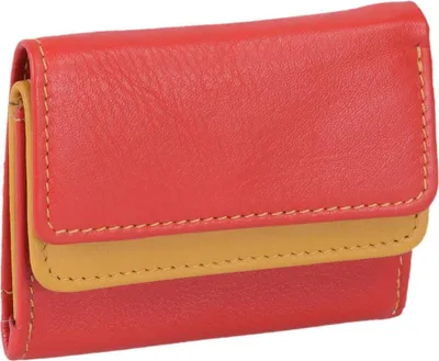 Produktbild von kleine Leder-Minibörse (kleiner wie EC-Karte), rot-gelb