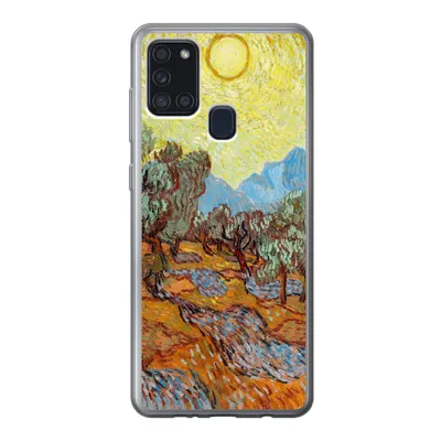 Produktbild von MuchoWow® Handyhülle Schutzhülle Hülle für Samsung Galaxy A21s Olivenbäume mit gelbem Himmel und Sonne - Vincent van Gogh Silikon Softcase Handy Hülle - Hartschale