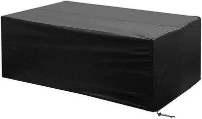 Image de Housse pour table de jardin - imperméable, coupe-vent - d'une seule pièce - noire - tissu Oxford - 213 x 132 x 74 cm