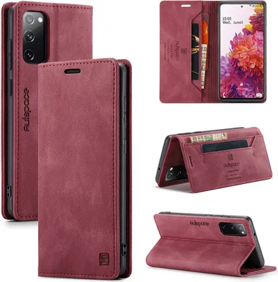 Produktbild von Samsung Galaxy S20 FE Brieftasche Hülle, Retro Kunstledertasche Stand Schutzhülle für Samsung Galaxy S20 FE 5G Rot