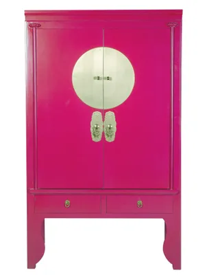Produktbild von Fine Asianliving Chinesischer Hochzeitsschrank Fuchsia Royale - Orientique Kollektion B100xT55xH175cm Chinesischer Schrank Chinesischer Hochzeitsschrank Orientalische Möbel Asiatische