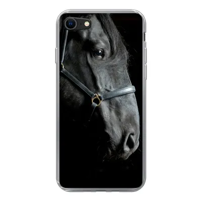 Produktbild von MuchoWow® Handyhülle Schutzhülle Hülle für iPhone 8 Pferd - Leicht - Schwarz Silikon Softcase Handy Hülle - Schutzhaube