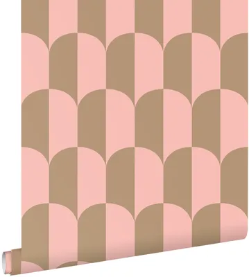 Immagine prodotto di ESTAhome carta da parati art deco rosa e marrone beige 53 cm x 10.05 m