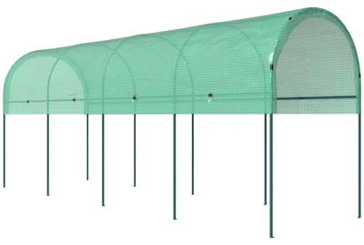 Productafbeelding van Kas van folie met een boogdak en grondankers | Kleur: Groen | Afmetingen: 120x400x170 cm
