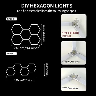 Produktbild von Hexagon LED-Deckenleuchte, hohe Helligkeit, einfache Installation, HE2417