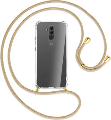 Produktbild von Handykette Backcover-Schutzhülle mit Band (Metall goldfarben) für Huawei Mate 20 lite - caramel