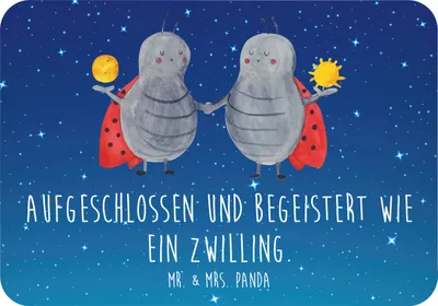 Produktbild von Mr. & Mrs. Panda Magnet Sternzeichen Zwilling - Sternenhimmel Blau - Geschenk, Marienkäfer, Kühlschrankmagnet, Glückskäfer, Zwillinge, tafelmagnet, Zwillingsbruder