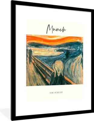 Produktbild von MuchoWow® Gerahmtes Poster Gemälde - Der Schrei - Edvard Munch 60x80 cm - Poster mit Schwarzem Bilderrahmen Wandposter Rahmen Foto Bilder - Wohnzimmer - Dekorationen - Prämie