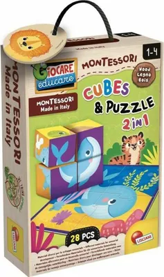 Produktbild von MONTESSORI Holz 2 in 1 Cube und Puzzle