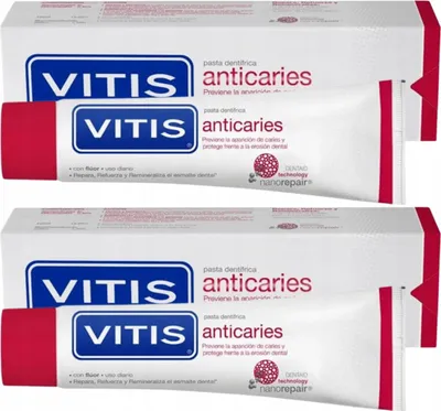 Immagine prodotto di Vitis | Dentifricio - Dentifricio Dentaid Anticaries - 2 x 75 ml - Fluoro - Strato protettivo, smalto, prevenzione della carie