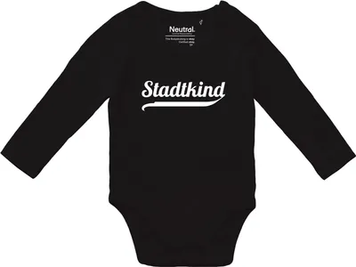 Produktbild von Huuraa Baby Body Stadtkind Schriftzug 68 Black  Baumwolle Fairtrade Langarmbody Geschenkidee