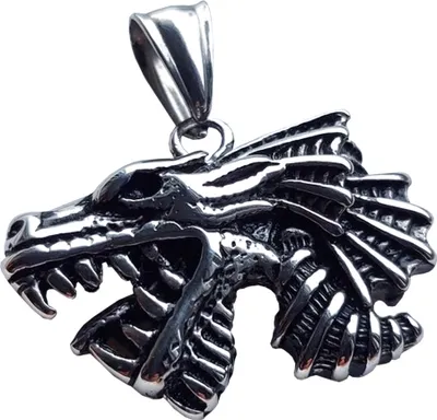 Produktbild von Edelstahlanhänger aus 316L Drachenkopf