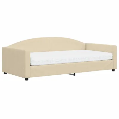 Zdjęcie produktu dla VidaXL 3197179, sofa rozkładana, Kremowy, Pianka, Metal, Poliester, Drewno, 2230 mm, 1100 mm