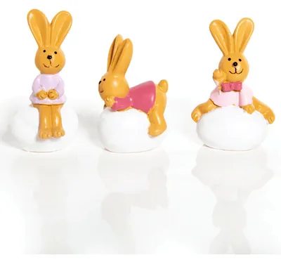 Produktbild von 3 süße Osterhasen Ostereier Figuren rosa braun weiß 6 cm
