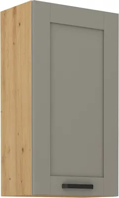 Produktbild von Hoher Oberschrank LAILI – Breite 50 cm, hellgrau / Eiche Artisan