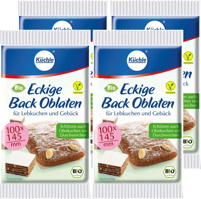 Produktbild von Küchle eckige  Back Oblaten 100x145mm für Lebkuchen und Gebäck (4er Pack)