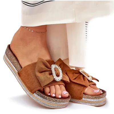 Produktbild von Damen Sandalen Auf Plattform Mit Schleife Und Dekorativer Brosche Camel Lenela 36