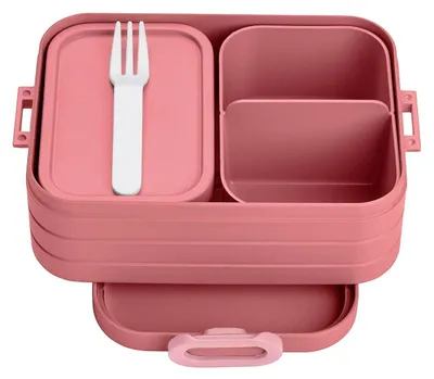 Produktbild von Mepal - Bento Brotdose Midi TAB - Brotdose mit Bento Box - Für 2 Sandwiches oder 4 Brotscheiben - Lunchbox für kleine Snacks & Reste - Brotdose Erwachsene Essenbox mit Fächern - 900 ml - Vivid mauve