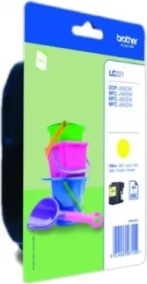 Obrázek produktu pro Brother LC221YBP, Standardní výtěžnost, Žlutá, Inkoust na pigmentové bázi, 1 kusů, 260 str., Balení po jednom