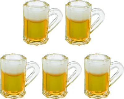 Produktbild von 5pcs Mini Beer Tassen realistisch wunderschön kleine hohe Simulation exquisit dekorative kompakte 1/12 Puppenhaus Miniatur -Tasse Getränke Model Spielzeugszene Requisiten-Gelb