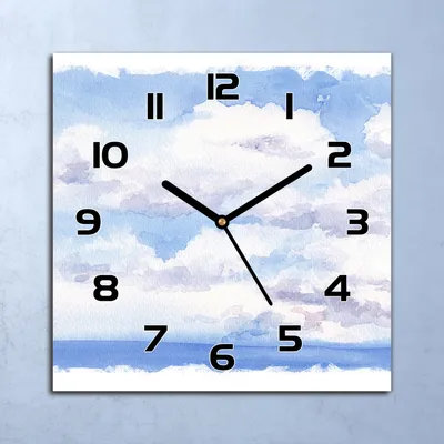 Produktbild von Wanduhr Echt-Glas-Küchenuhr Aquarell Himmel Quarz Lautlos 30x30 Deko Bilder