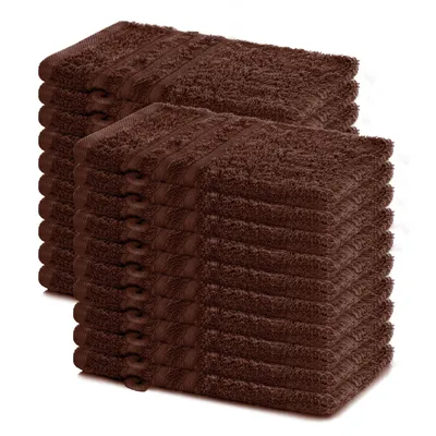 Produktbild von Lavea® 20er Set Waschhandschuh 15x21 cm – Waschhandschuhe 100% Baumwolle, waschbar – Frottierserie Elena –  Kaffeebraun