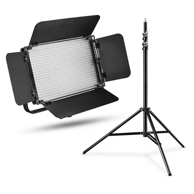 Zdjęcie produktu dla Walimex pro LED Niova 600 Plus Daylight ze statywem, ściemnialna lampa panelowa, statyw ze sprężyną tłumiącą, lampa studyjna z pilotem zdalnego sterowania
