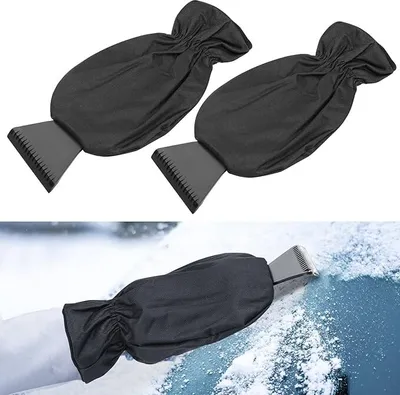 Produktbild von 2 Stück Eiskratzer Auto mit Handschuh - Auto Windschutzscheibe Schneekratzer Winter Eiskratzer mit Handschuh Autoscheiben Eiskratzer Schneeschaufel für Auto Windschutzscheiben und Fenster,Schwarz