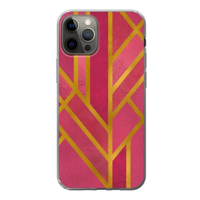 Produktbild von MuchoWow® Handyhülle Schutzhülle Hülle für iPhone 13 Pro Gold - Rosa - Geometrisch Silikon Softcase Handy Hülle - Handy-Tasche