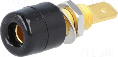 Image de 1 prise femelle 70 VDC, connecteur banane noir, 4 mm, 32 A, plaqué or, 33 VAC, résistance interne 3 mΩ, référence IBU 5568, connecteur banane