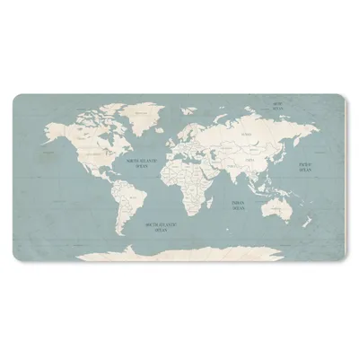 Produktbild von MuchoWow® Schreibtischunterlage Weltkarte - Vintage - Blau 80x40 cm - XXL Mauspad - Gaming Mauspad
