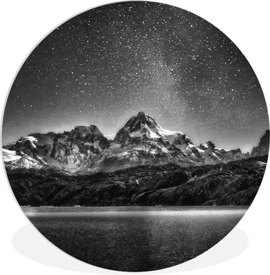 Produktbild von MuchoWow® Rundes Wandbild - Runde Bilder Sternenhimmel - Berg - Nacht Ø 60 cm Kreis Wanddekoration Kunststoff - Wandkreis - Wandschmuck - Wand Kreis - Das Schlafzimmer - Die Bilder - Wandmalerei - Kunst für das Haus - das Plastik