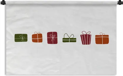 Produktbild von MuchoWow® Wandteppich Wandbehang Geschenke - Weihnachten - Weiß 60x40 cm Tapisserie Dekoration Wandtuch - Wanddekorationen
