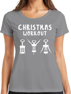 Produktbild von Christmas Workout Flaschenöffner Wein Winzer - Weihnachten Weihnachtsgeschenk Christmas Damen T-Shirt, Grau, XXL