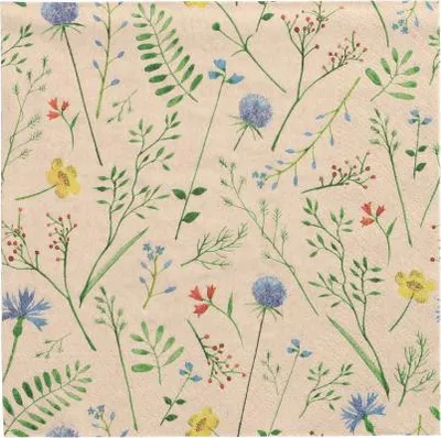 Produktbild von Servietten, 3-lagig 1/4-Falz 33 cm x 33 cm natur "Sommaräng" aus recyceltem Papier