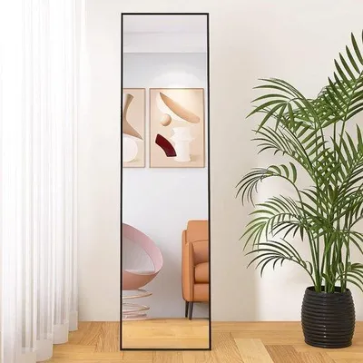 Produktbild von Famanu Standspiegel mit schwarzem Metallrahmen - 140 x 40 cm