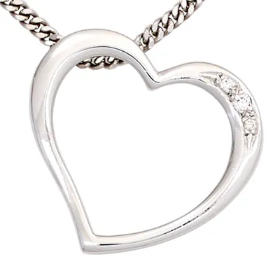 Produktbild von JOBO Anhänger Herz 585 Gold Weißgold 3 Diamanten Brillanten 0,03ct.